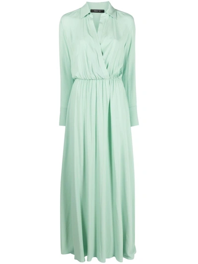 Federica Tosi Deep V-neck Evening Gown In Verde Acqua