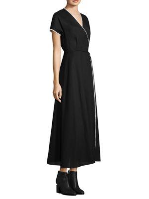 black linen wrap dress