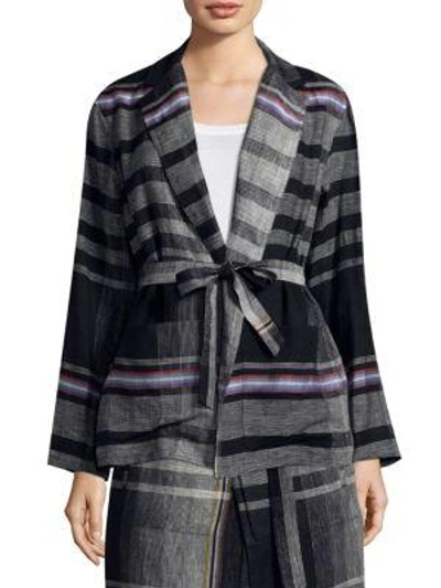 Weekend Max Mara Nimbo Stripe Wrap Jacket In Black