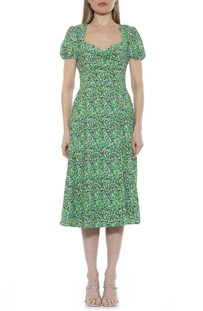 Alexia Admor Gracie Sweetheart Slit Dress In Green Ditzy