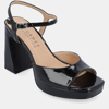 Journee Collection Ziarre Patent Block Heel Sandal In Black