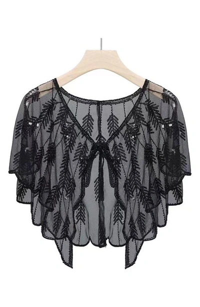 Saachi Sequence Scalloped Cape In Black