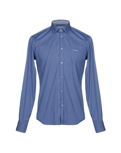 Aglini Solid Color Shirt In Pastel Blue