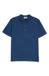 John Smedley Mycroft Cotton Polo Sweater In Indigo