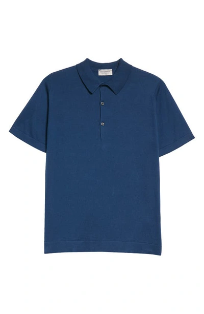 John Smedley Mycroft Cotton Polo Sweater In Indigo