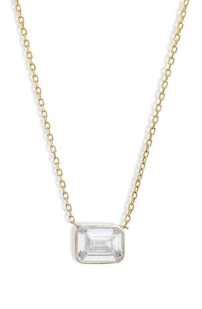 Shymi Mini Bezel Pendant Necklace In Gold/ White/emerald Cut