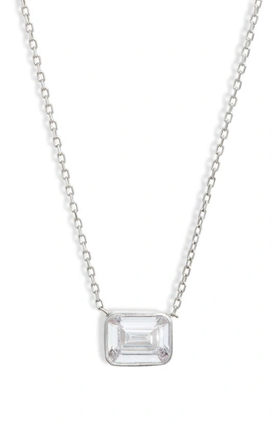 Shymi Mini Bezel Pendant Necklace In Silver/ White/emerald Cut