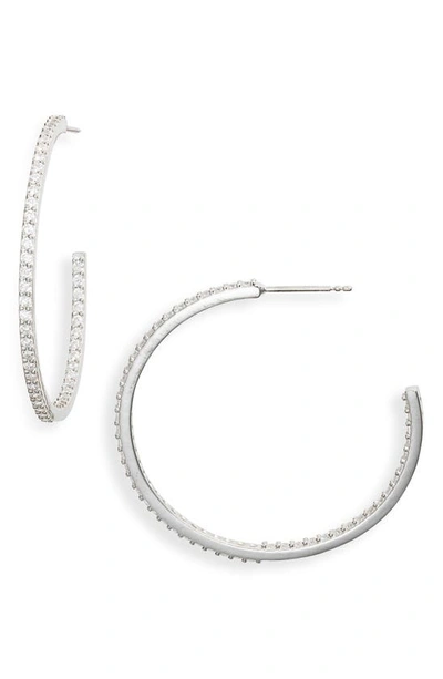 Shymi Cubic Zirconia Pavé Inside Out Hoop Earrings In Silver/ White