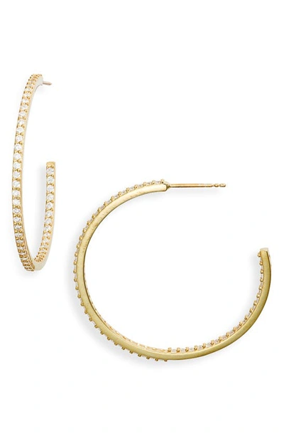 Shymi Cubic Zirconia Pavé Inside Out Hoop Earrings In Gold/ White