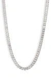 Shymi Emerald Cut Tennis Necklace In Silver/ White