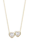 Shymi Fancy 2-stone Bezel Pendant Necklace In Gold/ White
