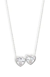 Shymi Fancy 2-stone Bezel Pendant Necklace In Silver/ White