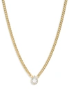 Shymi Fancy Bezel Pendant Necklace In Gold/ White/pear Cut