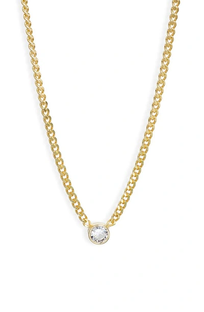 Shymi Fancy Bezel Pendant Necklace In Gold/ White/round Cut
