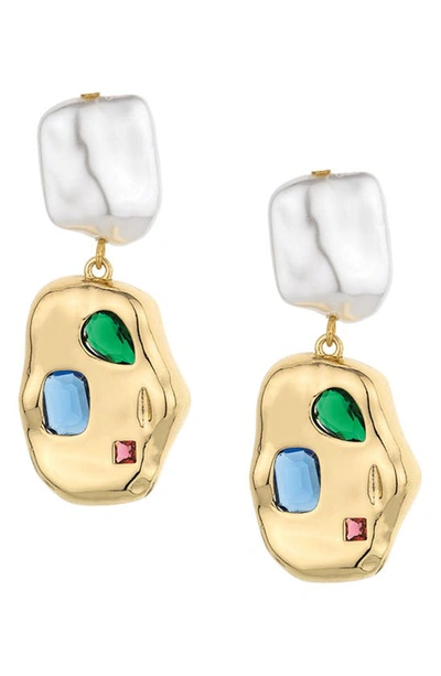 Ettika Rainbow Nugget Drop Earrings In Gold