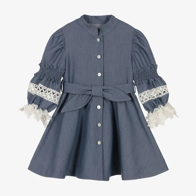 Lapin House Babies' Girls Blue Chambray Shirt Dress