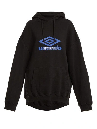 Vetements X Umbro Logo-print Cotton-blend Hooded Sweatshirt In Black