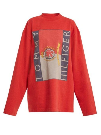 Vetements - X Tommy Hilfiger Logo Print Cotton Sweatshirt - Womens - Red  Multi | ModeSens