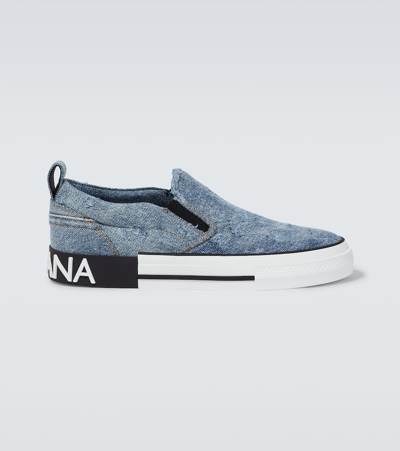 Dolce & Gabbana Slip-on-sneakers Im Distressed-look In Blue