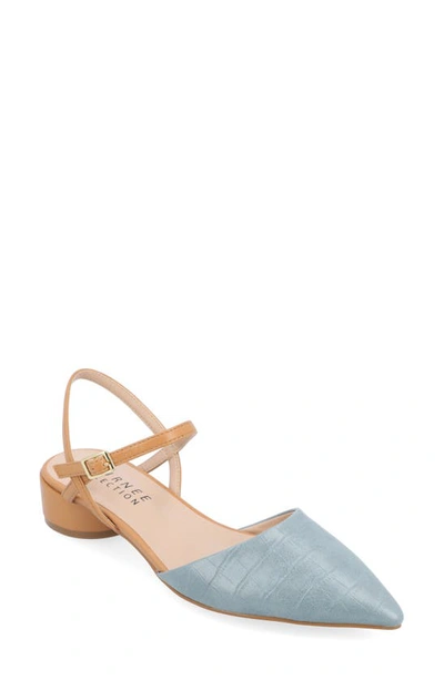 Journee Collection Brynn Croc Embossed Pump In Blue