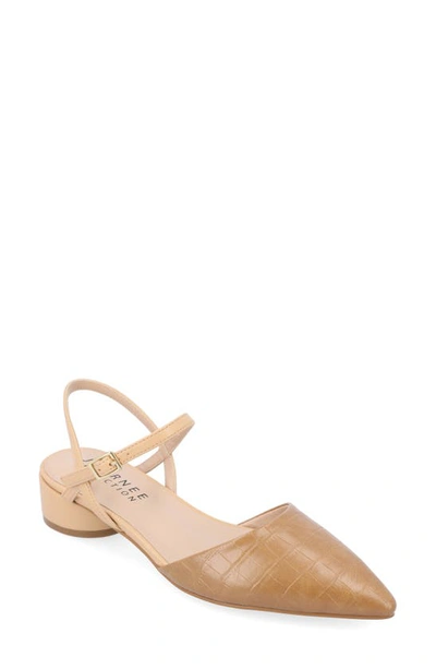 Journee Collection Brynn Croc Embossed Pump In Tan