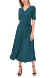 Chaus Tie Belt Midi Dress In Emerald