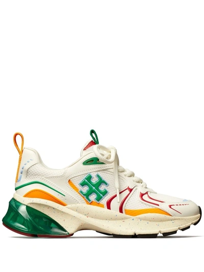 Tory Burch Good Luck Trainer Sneaker In Green/white/orange