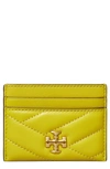 Tory Burch Kira Chevron Leather Card Case In Island Chartreuse