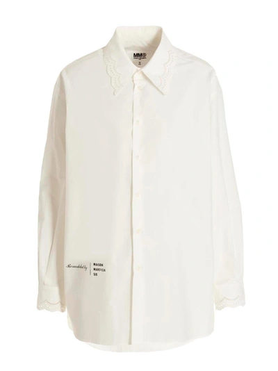 Mm6 Maison Margiela Embroidered Logo Shirt In White
