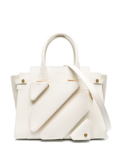 Off-white City Small Mix Leather Tote Bag In White