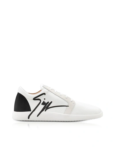 Giuseppe Zanotti G Runner White Leather Sneakers In White And Red
