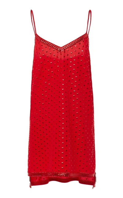 Adam Selman Mini Slip Dress In Red
