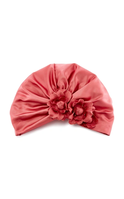 Jennifer Behr Floral Silk-satin Turban In Pink