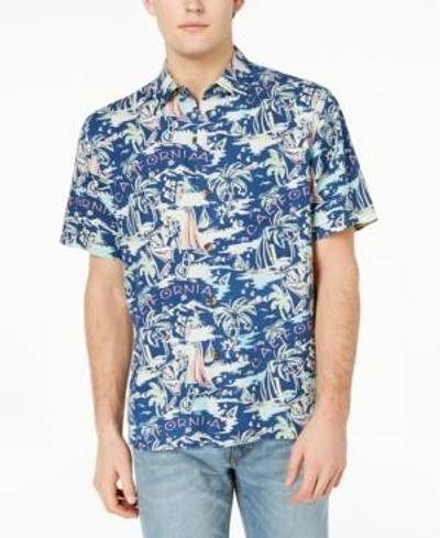 Tommy Bahama Men's Destination California Graphic-print Silk Shirt In Bering Blue