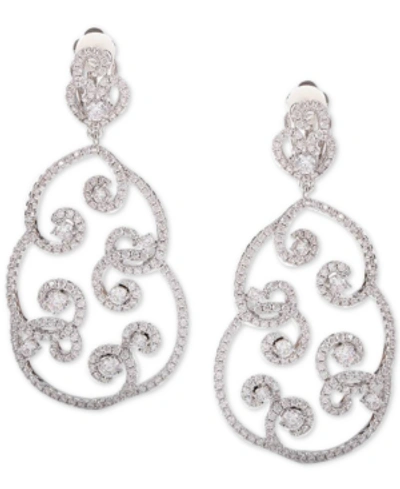 Nina Silver-tone Crystal Pave Swirl Drop Earrings In Rhodium/white Cz