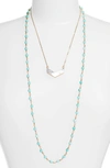 Elise M Julia Double Strand Necklace In Amazonite/ Pearl