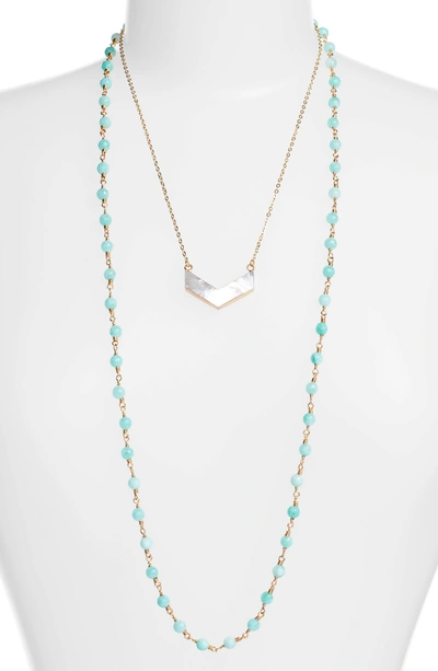 Elise M Julia Double Strand Necklace In Amazonite/ Pearl