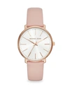 Michael Kors Pyper Rose Goldtone And Leather Strap Watch