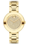 Movado 32mm Bold Crystal Bracelet Watch, Golden