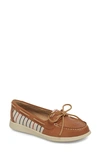 Sperry Oasis Boat Shoe In Tan Stripe Leather