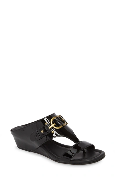 Donald Pliner Dayna Wedge Sandal In Black Leather