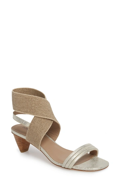 Donald Pliner Hira Metallic Leather Low-heel Sandal In Platinum Leather