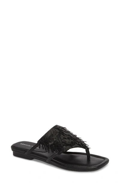 Donald Pliner Kya Embellished Fringe Sandal In Black Sequin Fabric