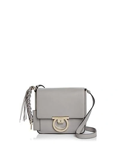 Ferragamo Medium Lock Tote In Pale Gray/silver