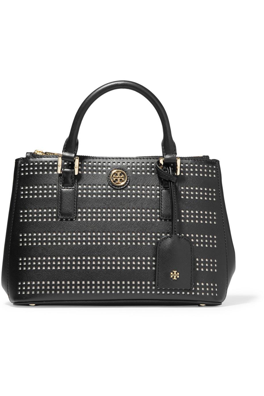 Tory Burch Robinson Perforated Textured-leather Tote | ModeSens