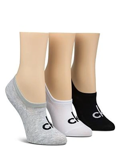 Calvin Klein Sporty Logo Ankle Socks, Set Of 3 In Black/white/gray