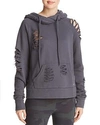 Alo Yoga Distressed Hooded Sweatshirt In Anthracite Destroyed Gray
