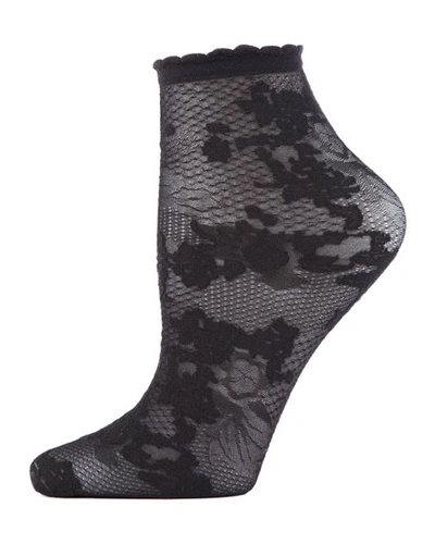 Natori Scarlet Lace Sheer Shortie Socks In Black