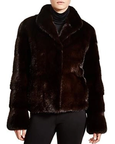 Maximilian Furs Maximilian Stand Collar Mink Coat In Choco