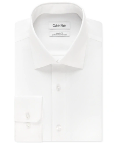 Calvin Klein Steel Men's Classic-fit Non-iron Performance Herringbone Dress Shirt In White